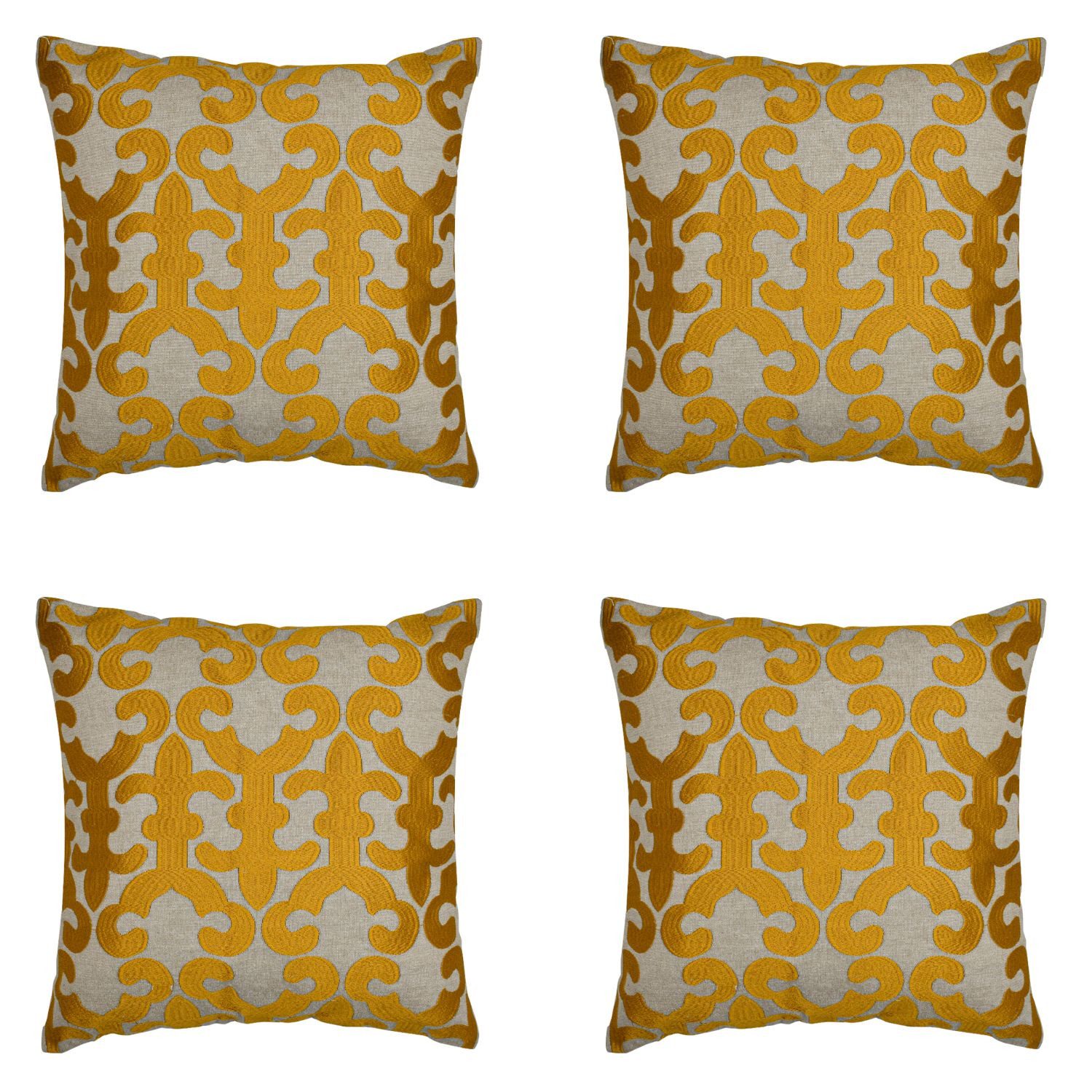 Marrakesch Orient & Mediterran Interior Zierkissen 4er Set Kissenbezug Handgefertigt Kayon Gold 40x40cm, Boho Deko, (4 St)