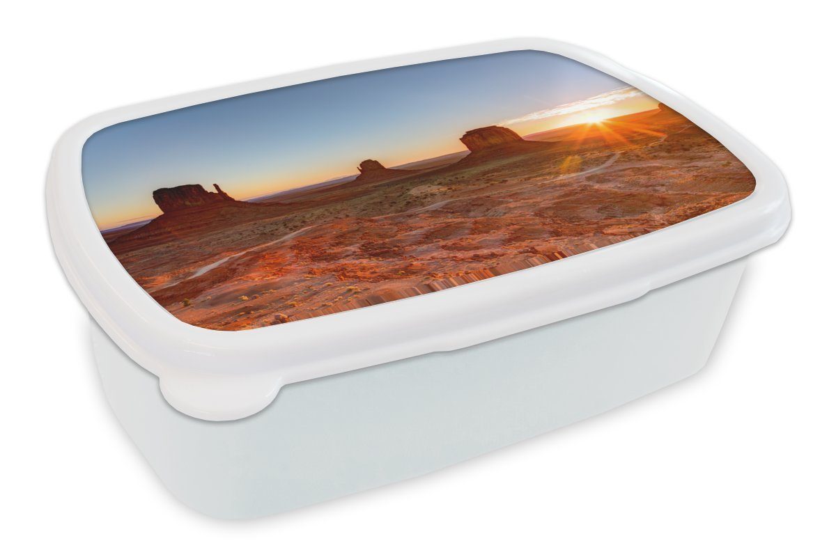 Mädchen Monument Erwachsene, Valley Amerika, Jungs Brotdose, Lunchbox Kunststoff, weiß Brotbox in für im und und (2-tlg), für Kinder MuchoWow Sonnenaufgang