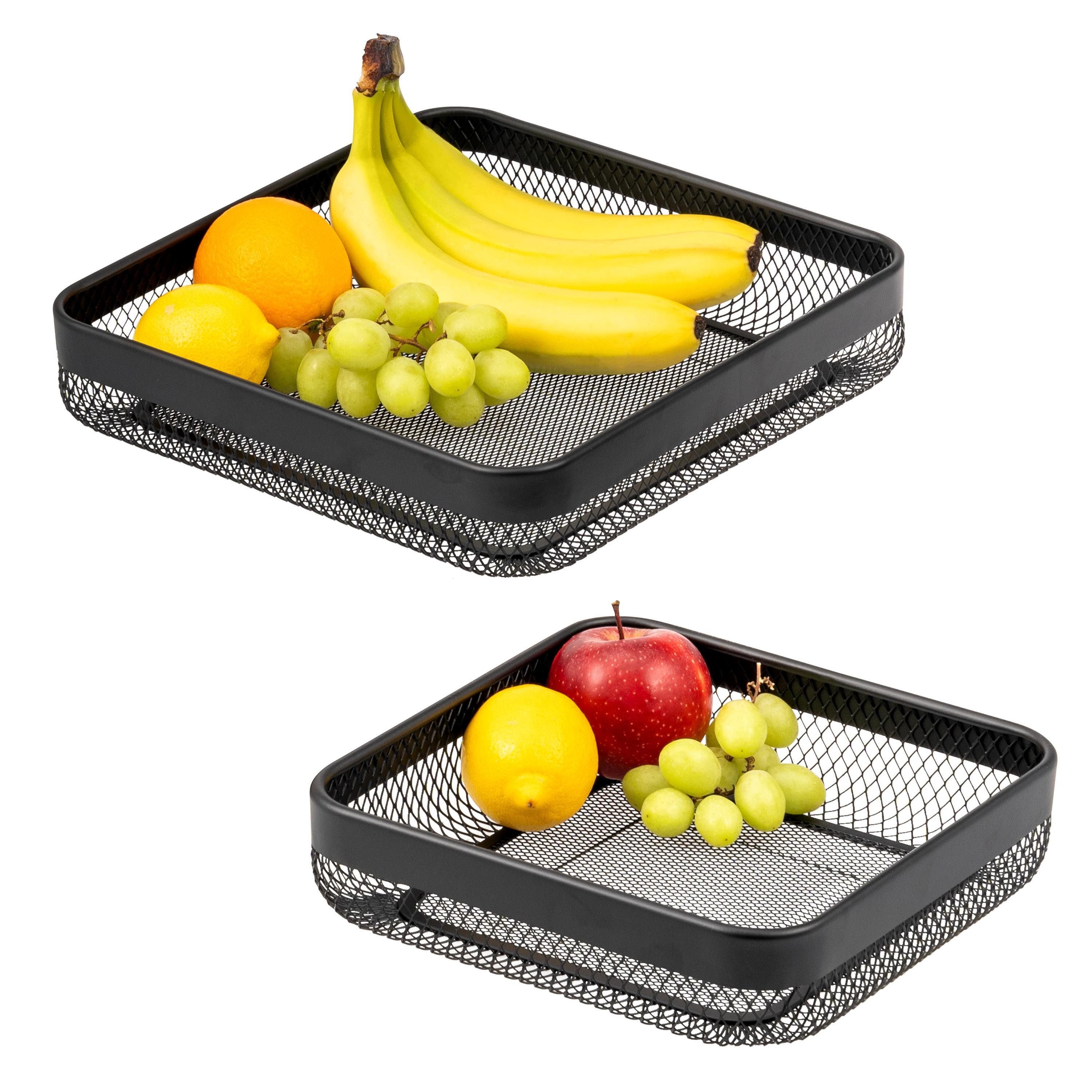 eluno Obstschale Brotkorb 2er Set, eckig, aus schwarzem Metall, Metall, (2-tlg)