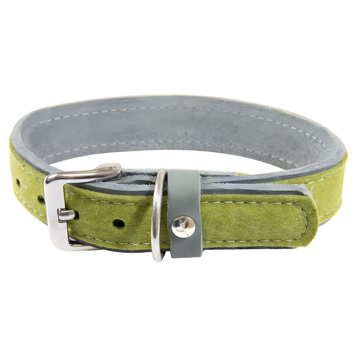 Das Lederband Hunde-Halsband Hundehalsband Norden Lime/Granite