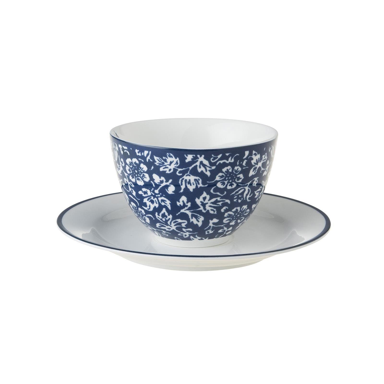 LAURA ASHLEY Tasse Cappuccino Tasse und Untertasse Blueprint Sweet Allysum (2-teilig)