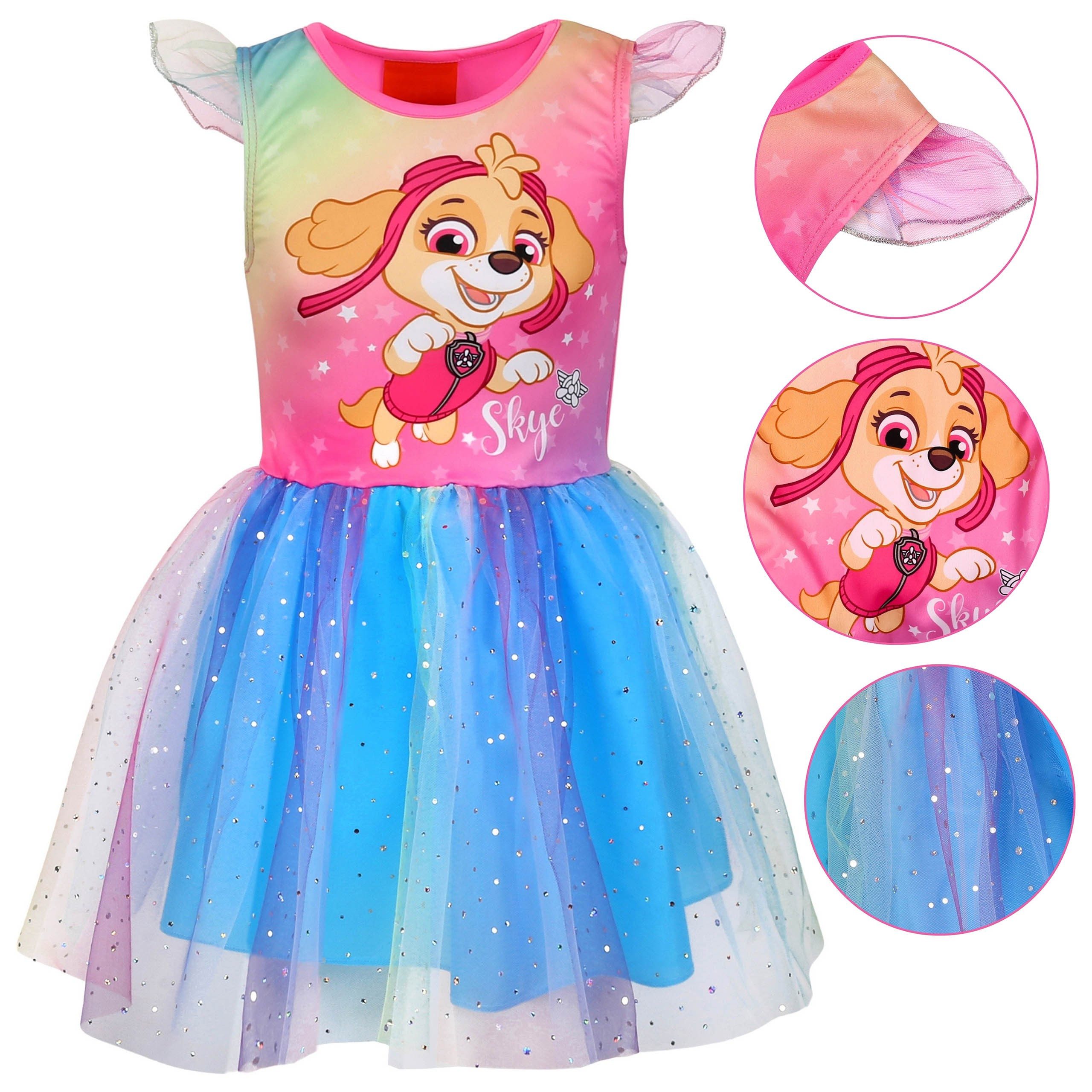 Tüllkleid Paw Patrol Skye Kleid mit Tüll für Mädchen, Kostüm Verkleidung