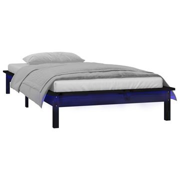 vidaXL Bett Massivholzbett mit LEDs Schwarz 75x190 cm