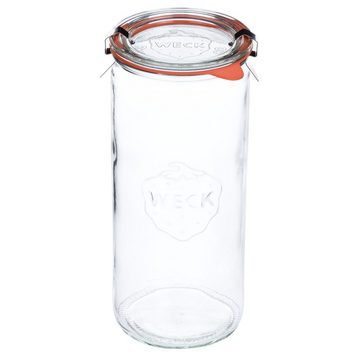 MamboCat Einmachglas 12er Set Weck Gläser 1040ml Zylinderglas Deckel Einkochringe Klammer, Glas