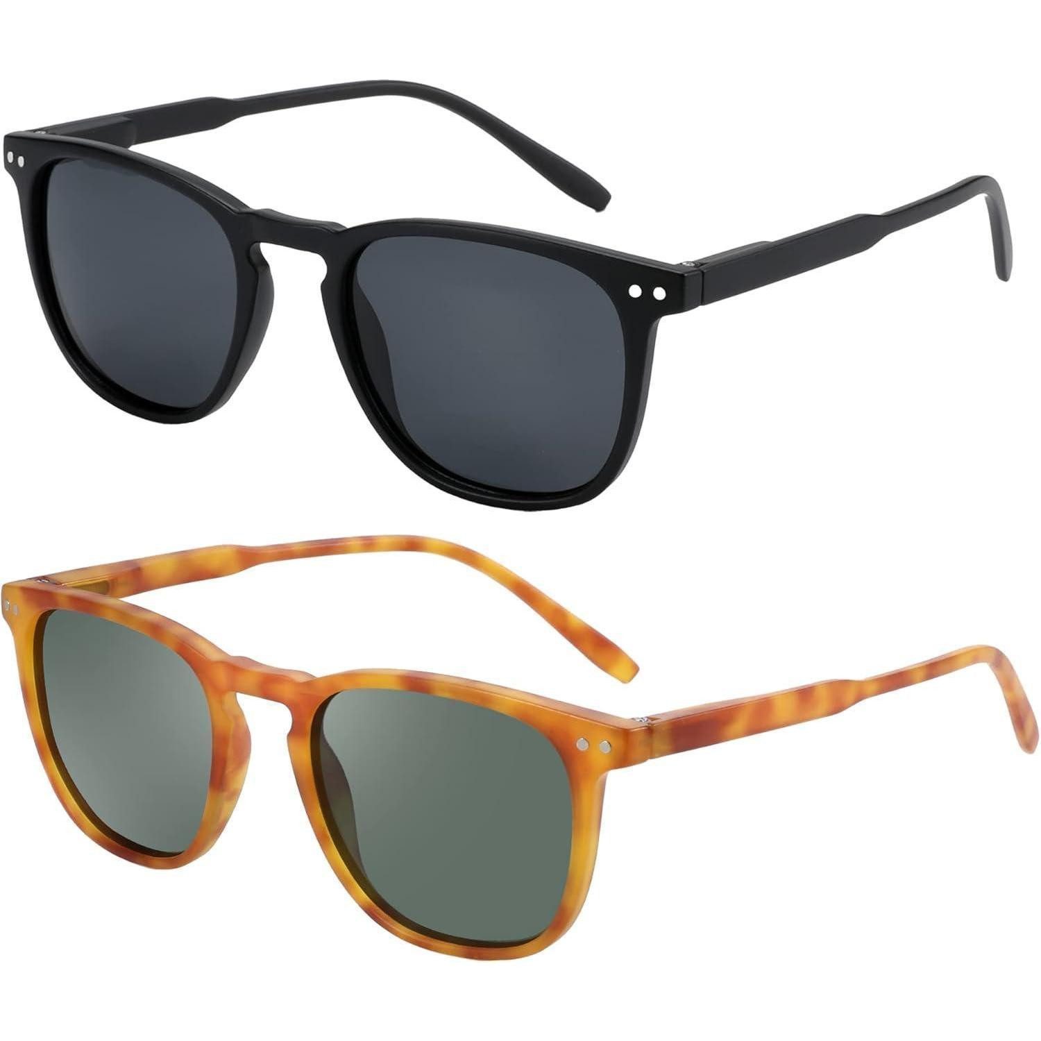 LuxusKollektion Retrosonnenbrille Sonnenbrille C8 2er-pack (Quadratisch Schwarz & Quadratisch Braun) (2-St)