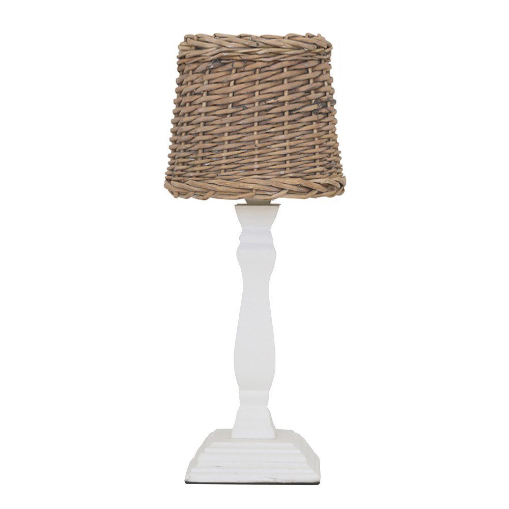 Grafelstein Tischleuchte LONG ISLAND weiß braun mit Rattanlampenschirm. € 29,95