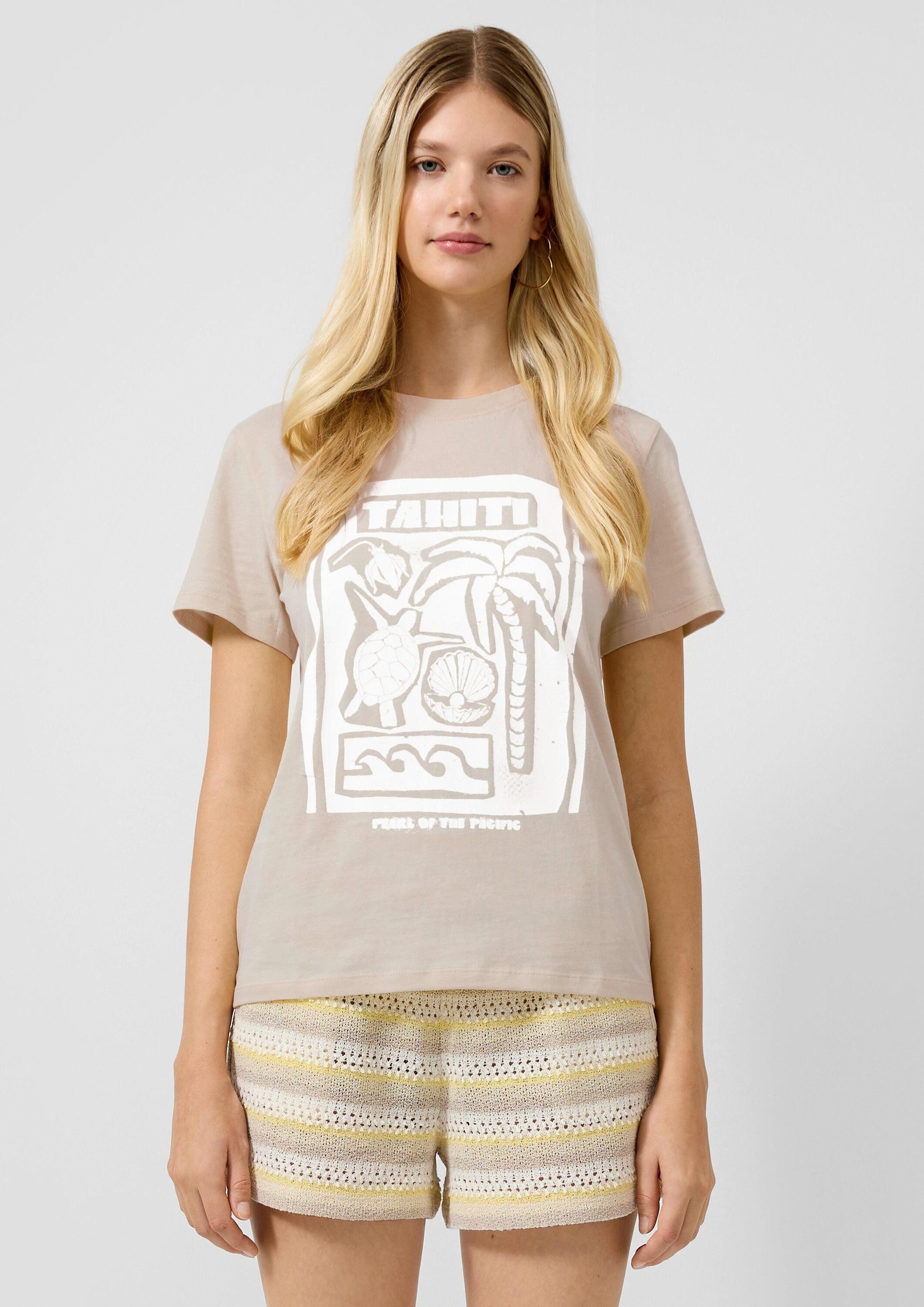 QS Kurzarmshirt T-Shirt Baumwollshirt mit Frontprint