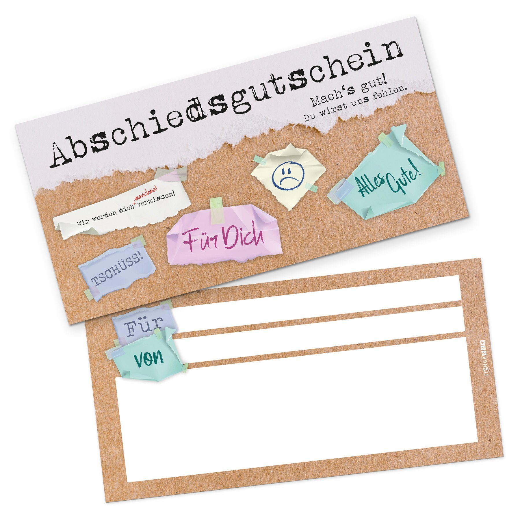 itenga Grußkarten itenga Geschenkgutschein Abschied - Gutschein zum Ausfüllen Karte