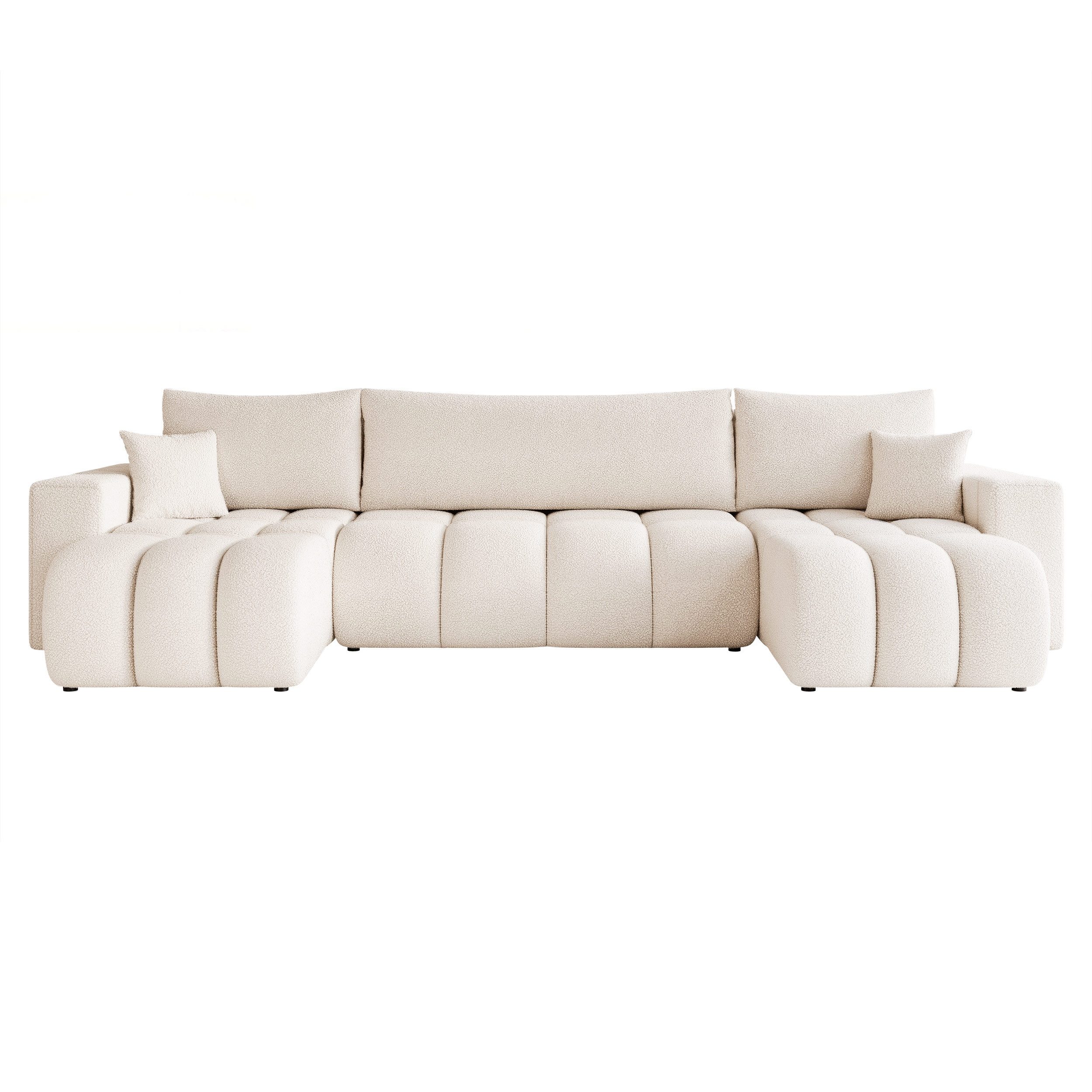 yourhouse24 Wohnlandschaft XXL U-Sofa OLI U mit tiefer Steppung (318 cm) – Bouclé-Stoff, Seite universal – Bild 2 von 5