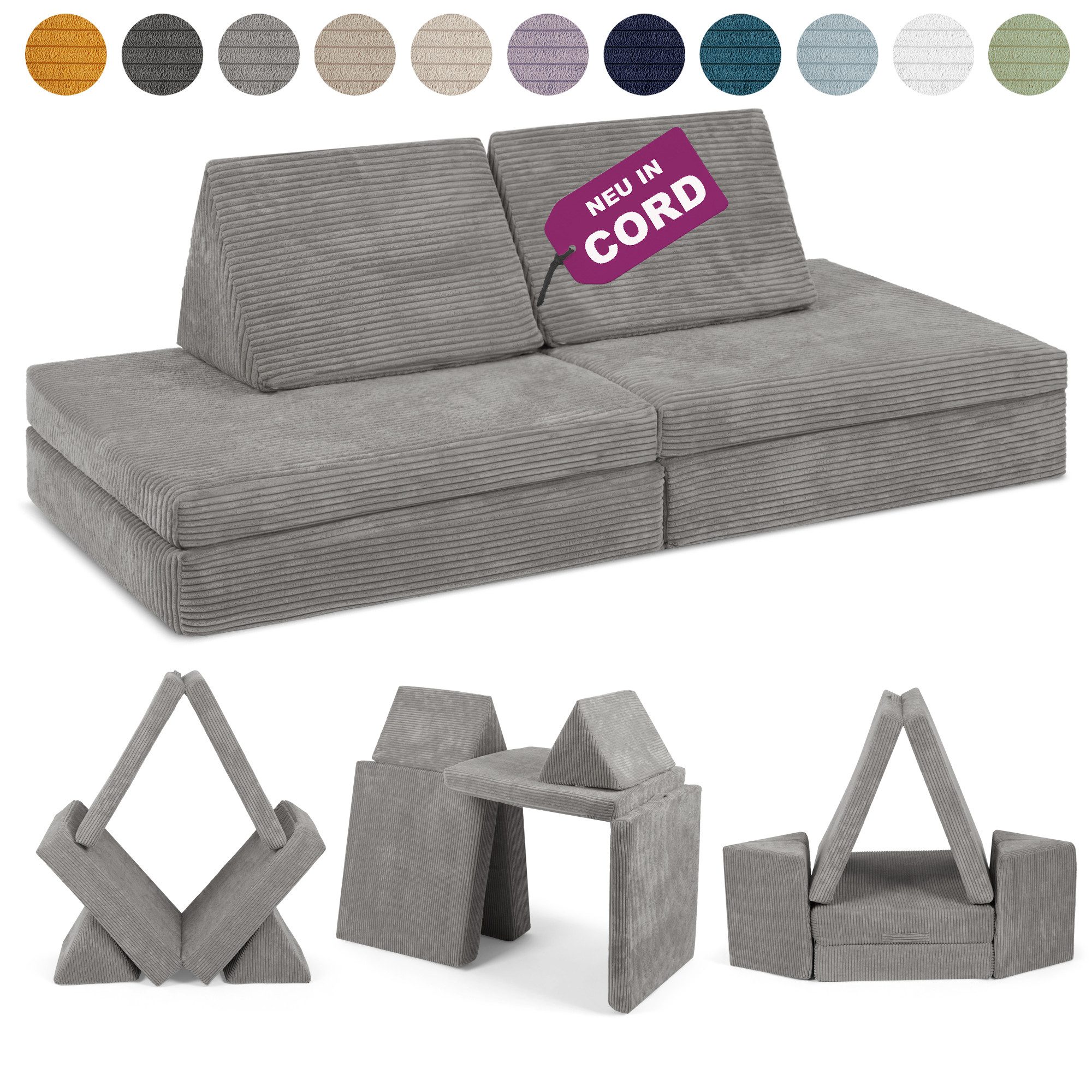 Linodino Kindersofa Spielsofa I aus Schaumstoff Bausteine I Spielcouch für Kinder, 3 Jahre Garantie