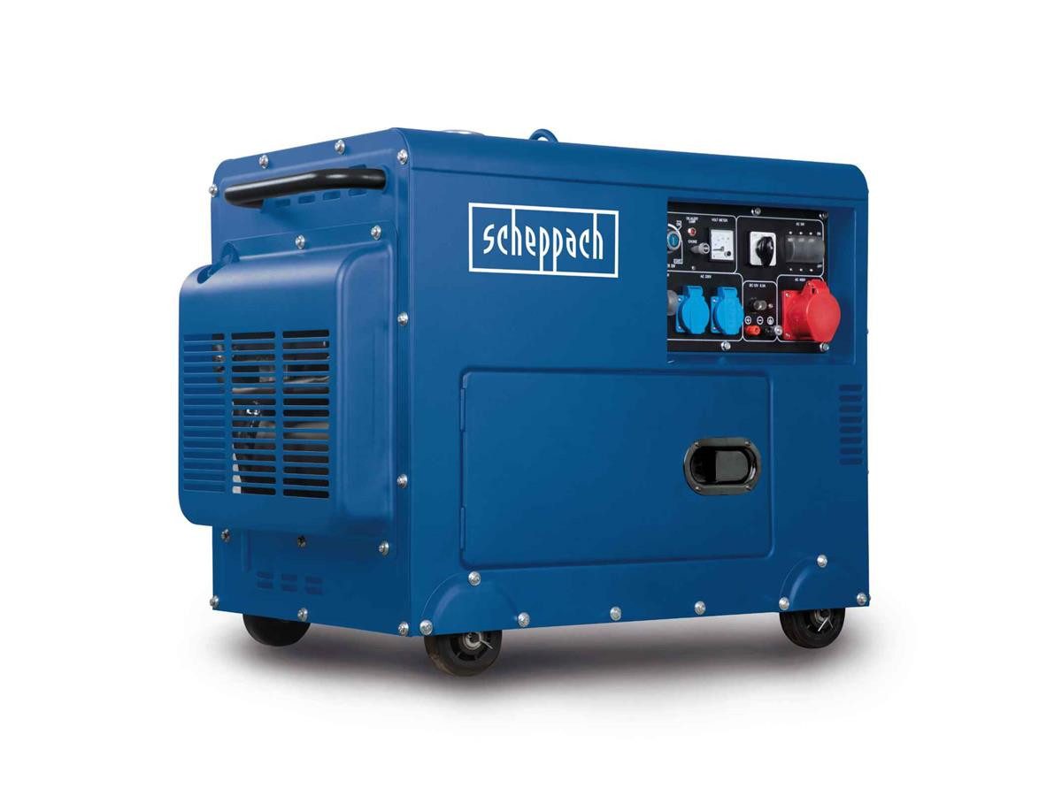 Scheppach Stromerzeuger Generator SG5200D, 5 in kW, 1x400V, 2x230V Anschluss 1x12V DC Konnektor für maximale Flexibilität