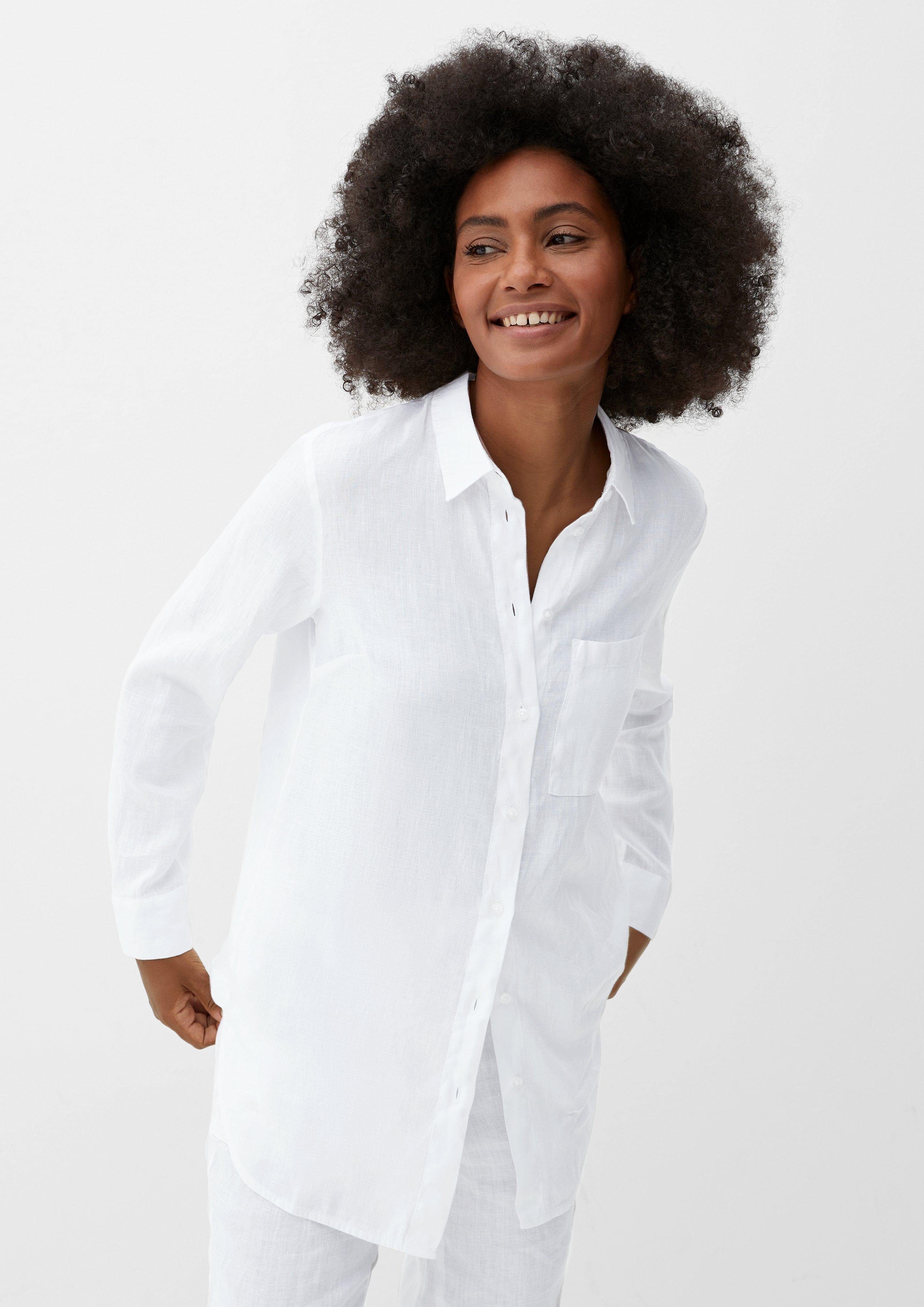 Langarmbluse Longbluse aus Leinen