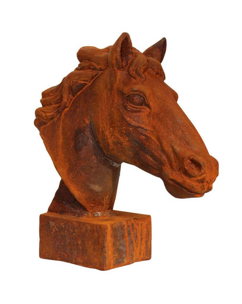 Aubaho Gartenfigur Skulptur Statue Figur Pferd Eisen Pferdekopf sculpture iron horse Büst