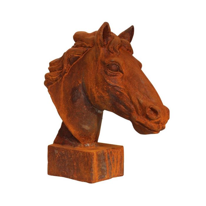 Aubaho Gartenfigur Skulptur Statue Figur Pferd Eisen Pferdekopf sculpture iron horse Büste Garten