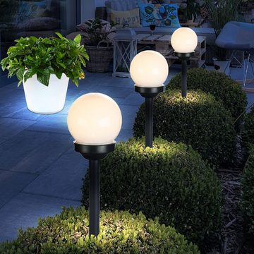 etc-shop Gartenleuchte, LED-Leuchtmittel fest verbaut, Neutralweiß, 4er Set LED Solar Leuchten Blumen Topf Außen Beleuchtung