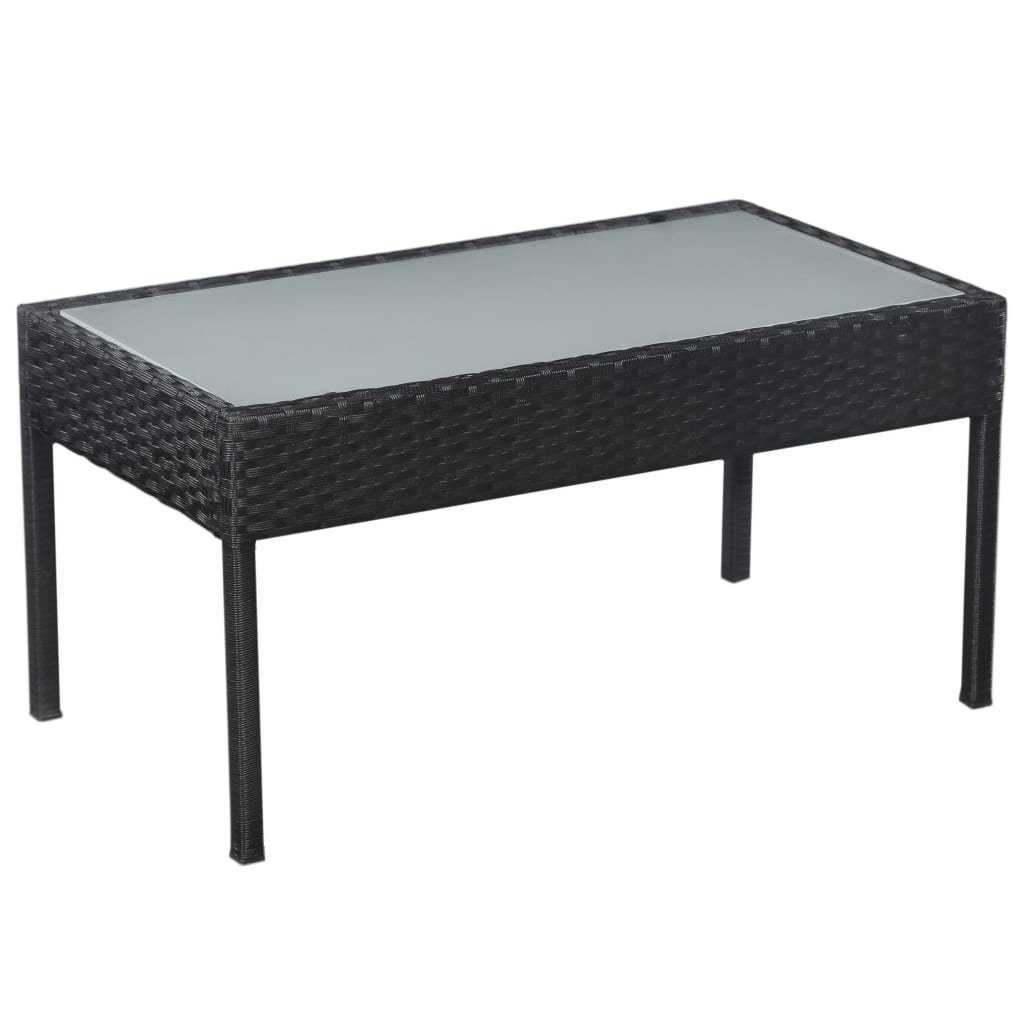 Weiß mit vidaXL Poly Schwarz, und (5-tlg) Rattan Gartenlounge-Set Auflagen Garten-Lounge-Set Schwarz 5-tlg.