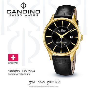 Candino Quarzuhr Candino Damen Quarzuhr Analog C4559/4, Damen Armbanduhr rund, Lederarmband schwarz, Elegant