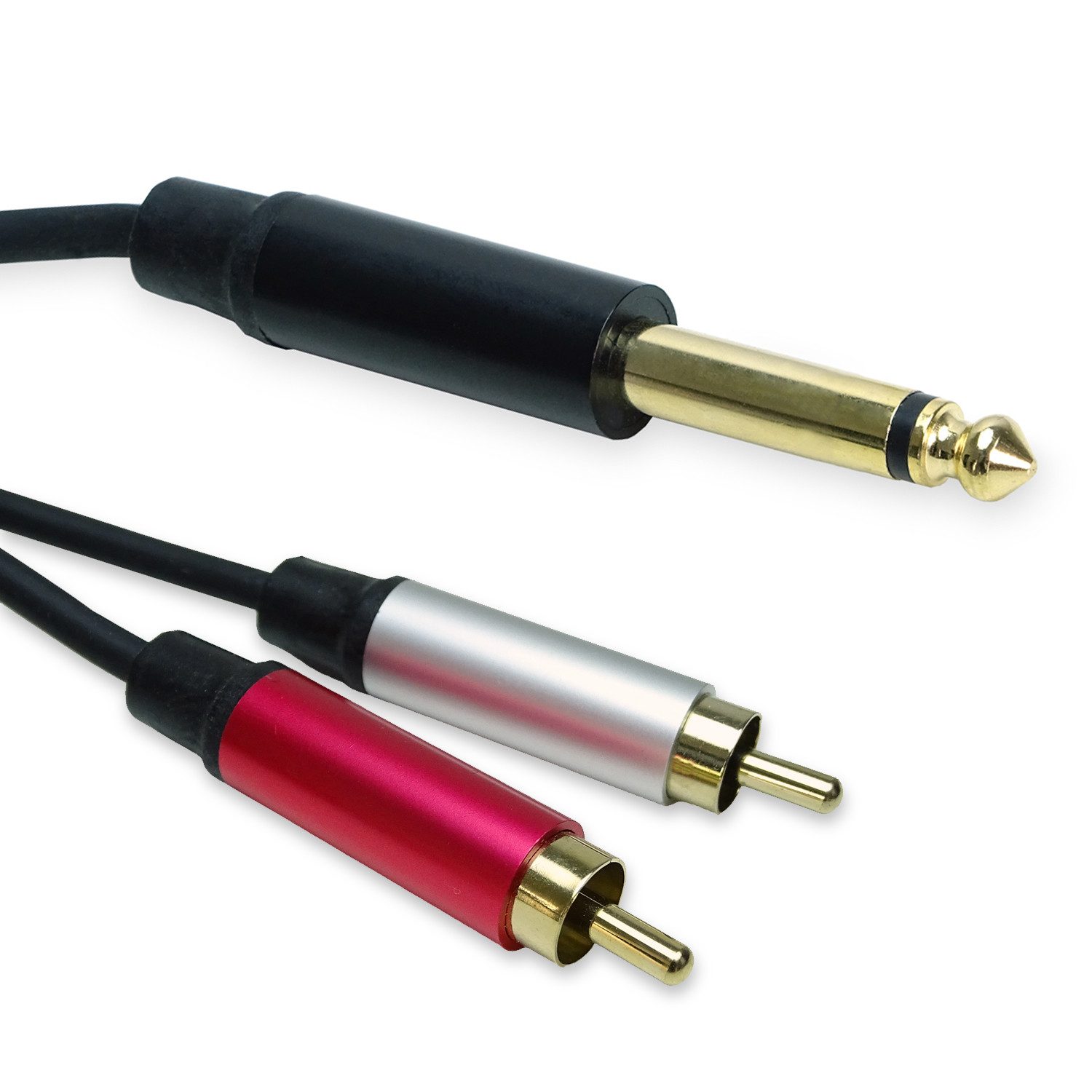keepdrum Splitter-Kabel AC047M Audio-Adapter 6,35-mm-Klinke zu RCA-Cinch, 500 cm, Y-Kabel