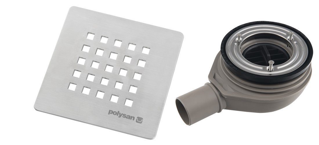 Polysan s.r.o. Siphon TRENECA Duschwannensiphon, Durch. 90mm, DN40, Edelstahl Abdeckung, Polysan-84999