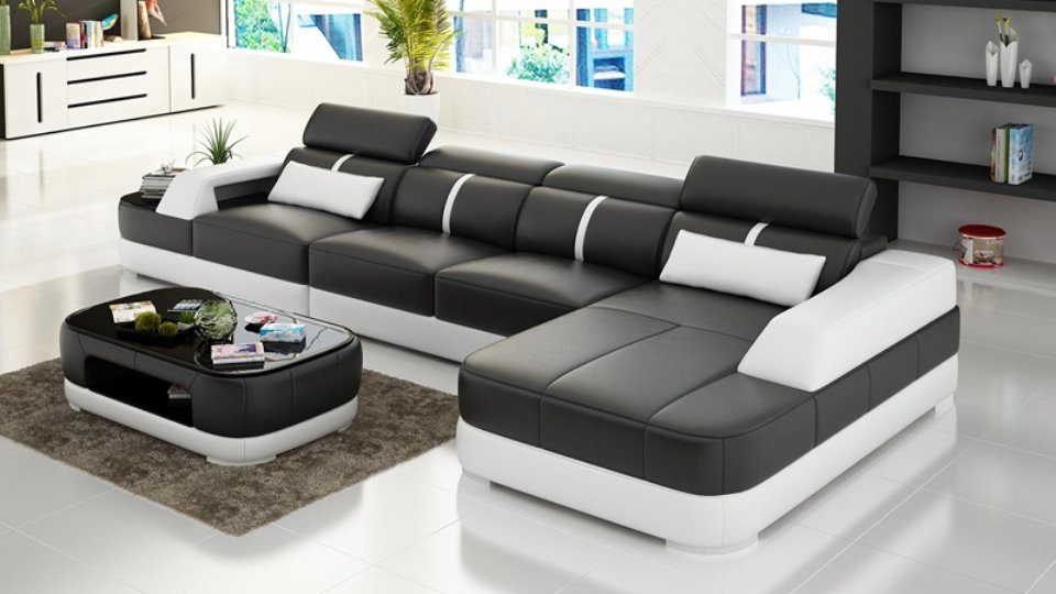Couch Leder L Design Polster Form Wohnlandschaft Sofa JVmoebel Eck Ecksofa, Modern Sitz