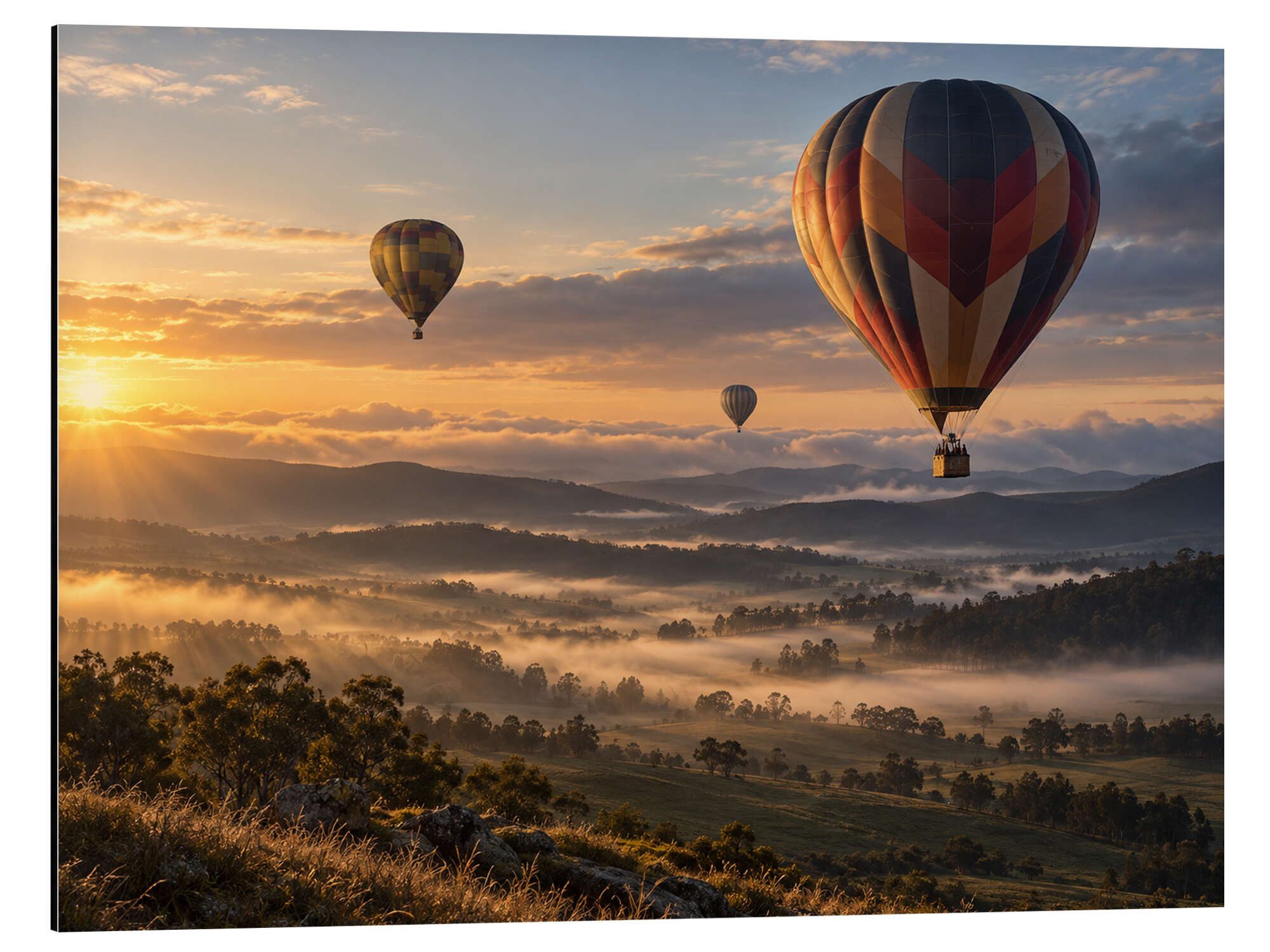 Posterlounge Wandbild Ballonfahrt im Morgengrauen, Iconic Photo Collection, erhältlich als Poster, Leinwandbild, Wandsticker oder Acrylglasbild