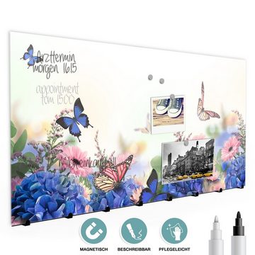 Primedeco Garderobenpaneel Magnetwand und Memoboard aus Glas Schmetterlinge und Blüten