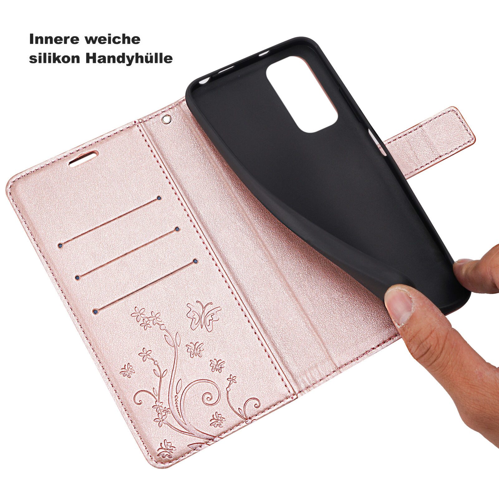betterfon Handyhülle Handytasche für Xiaomi Redmi Note 11 / 11S 4G Schutzhülle Klapphülle, Bookstyle-Hülle: Magnetverschluss 3 Kartenfächer & Standfunktion – Bild 4 von 5