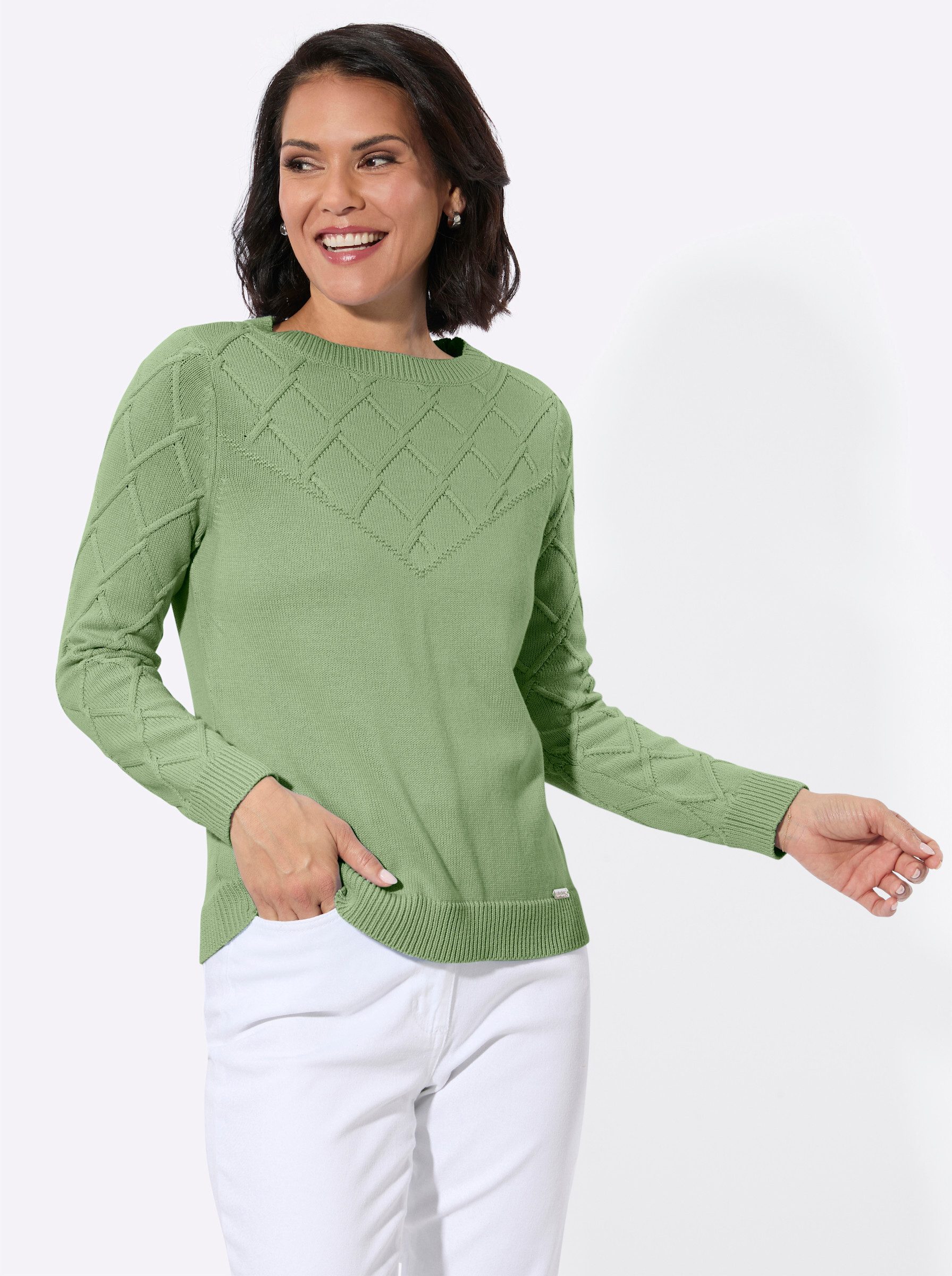 Witt Strickpullover U-Boot-Pullover Langarm Strukturstrick