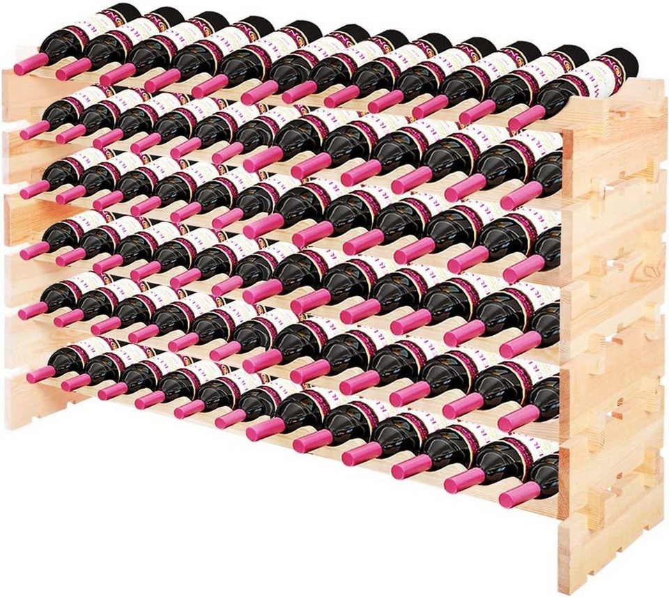 KOMFOTTEU Weinregal Weinschrank, aus Holz, 72 Flaschen Stapelbar erweiterbar