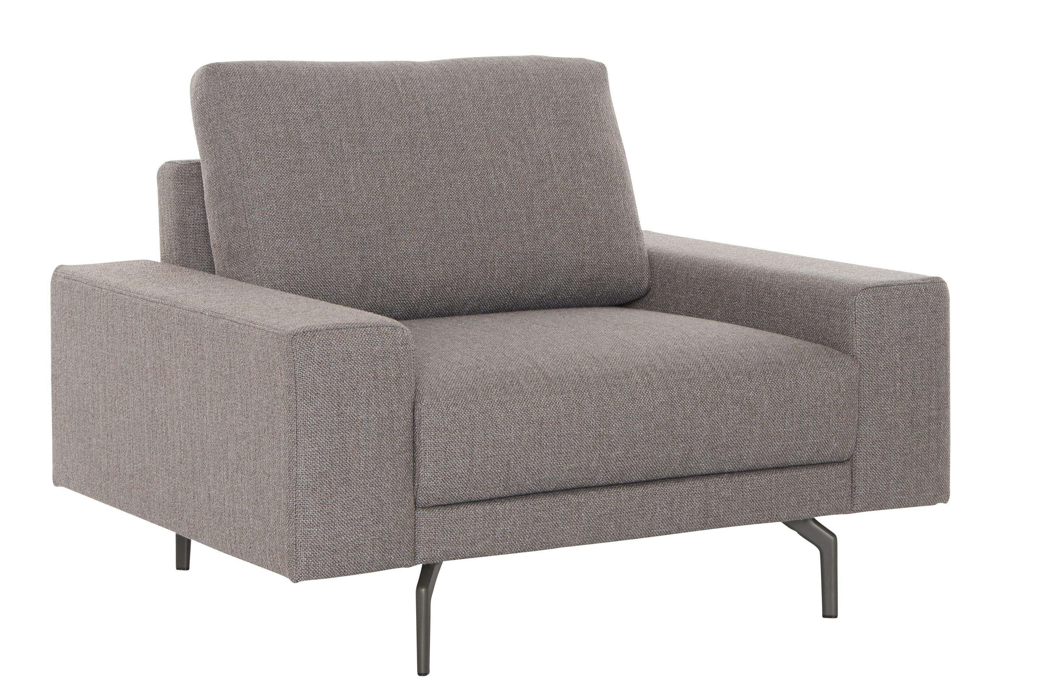 hülsta sofa Sessel hs.450, 120 cm in Breite Alugussfüße Armlehne breit umbragrau, niedrig