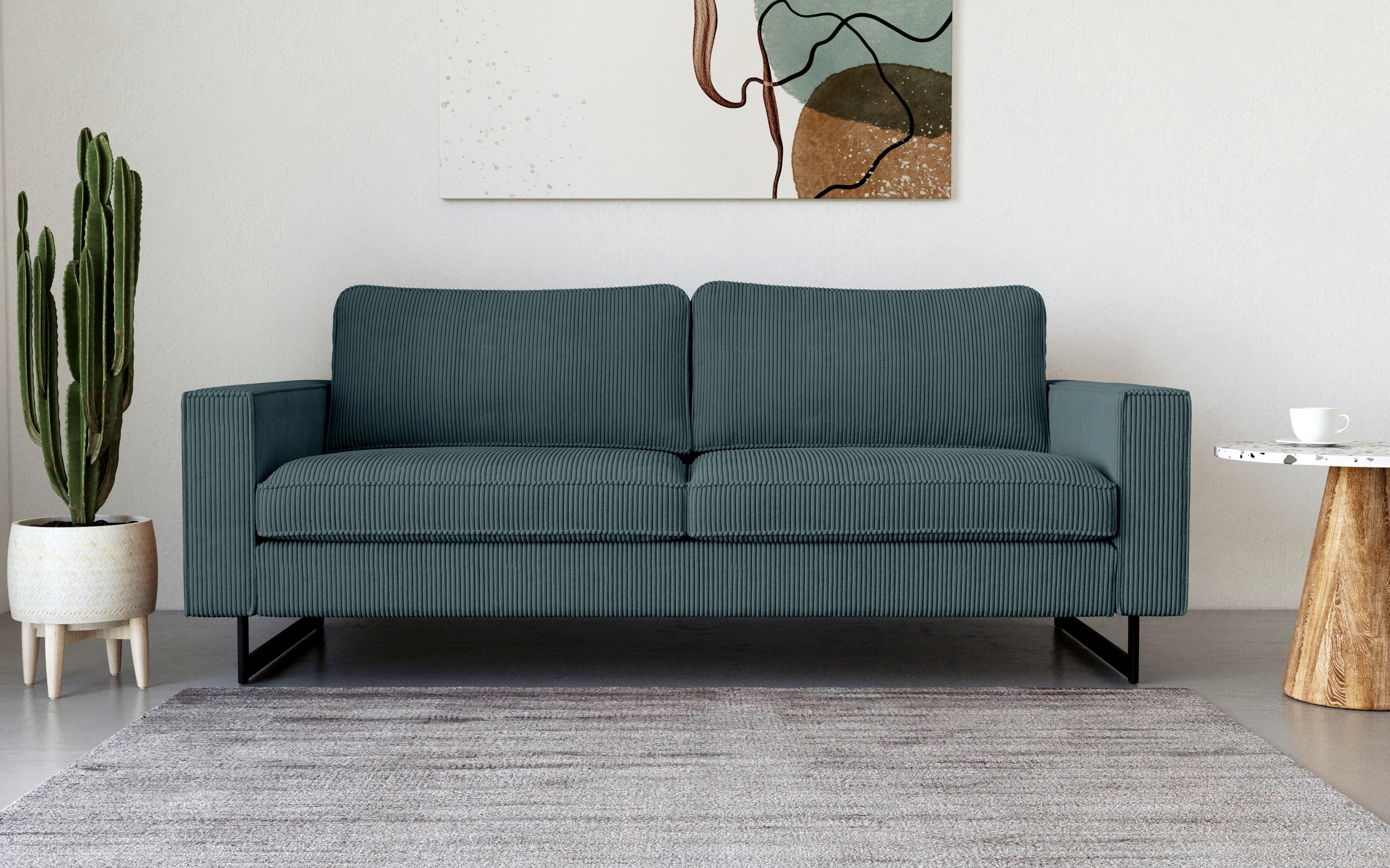 Home affaire 3-Sitzer "Pinto, 206 cm, Cord, Chenille, Lederoptik" mit Keder günstig online kaufen