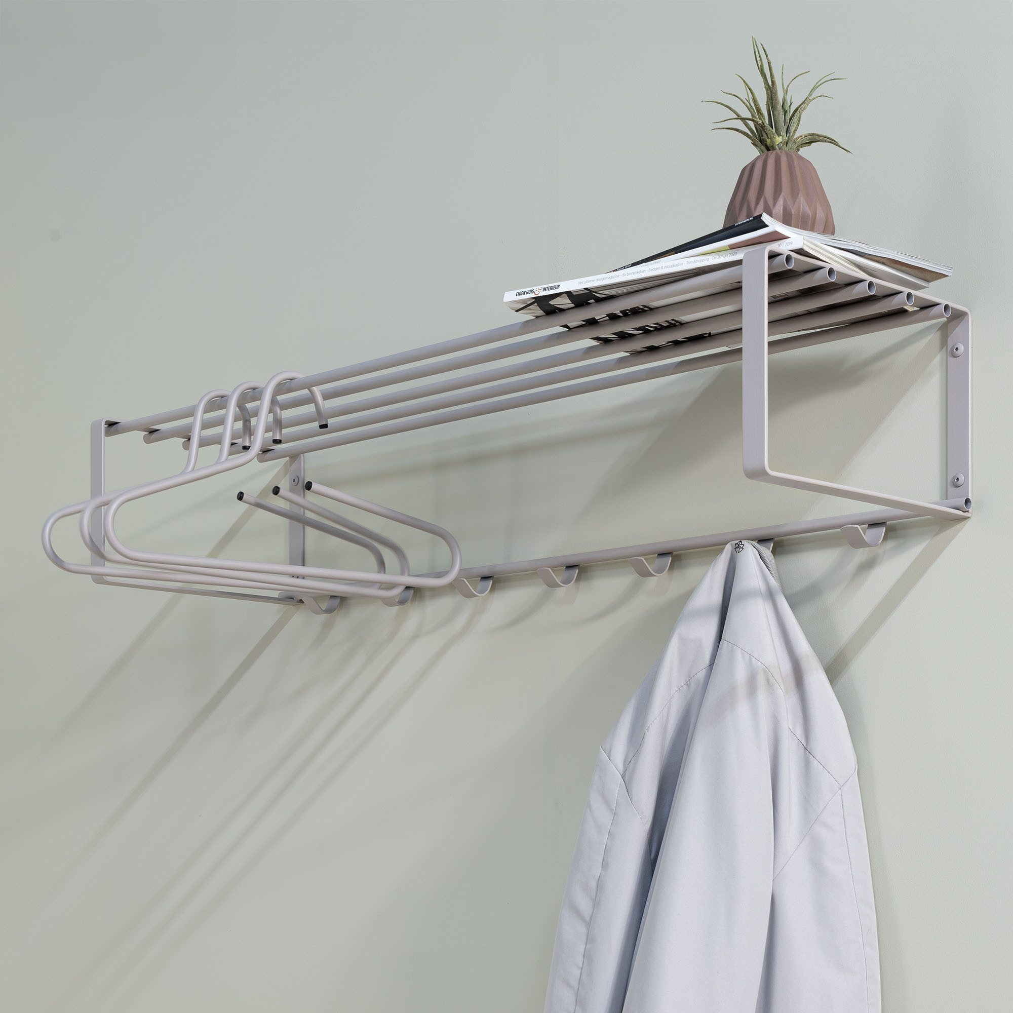 Spinder Design Шкафыleiste REX (1 St), Wandgarderobe aus Stahl mit Hutablage und 5 bzw. 7 Haken