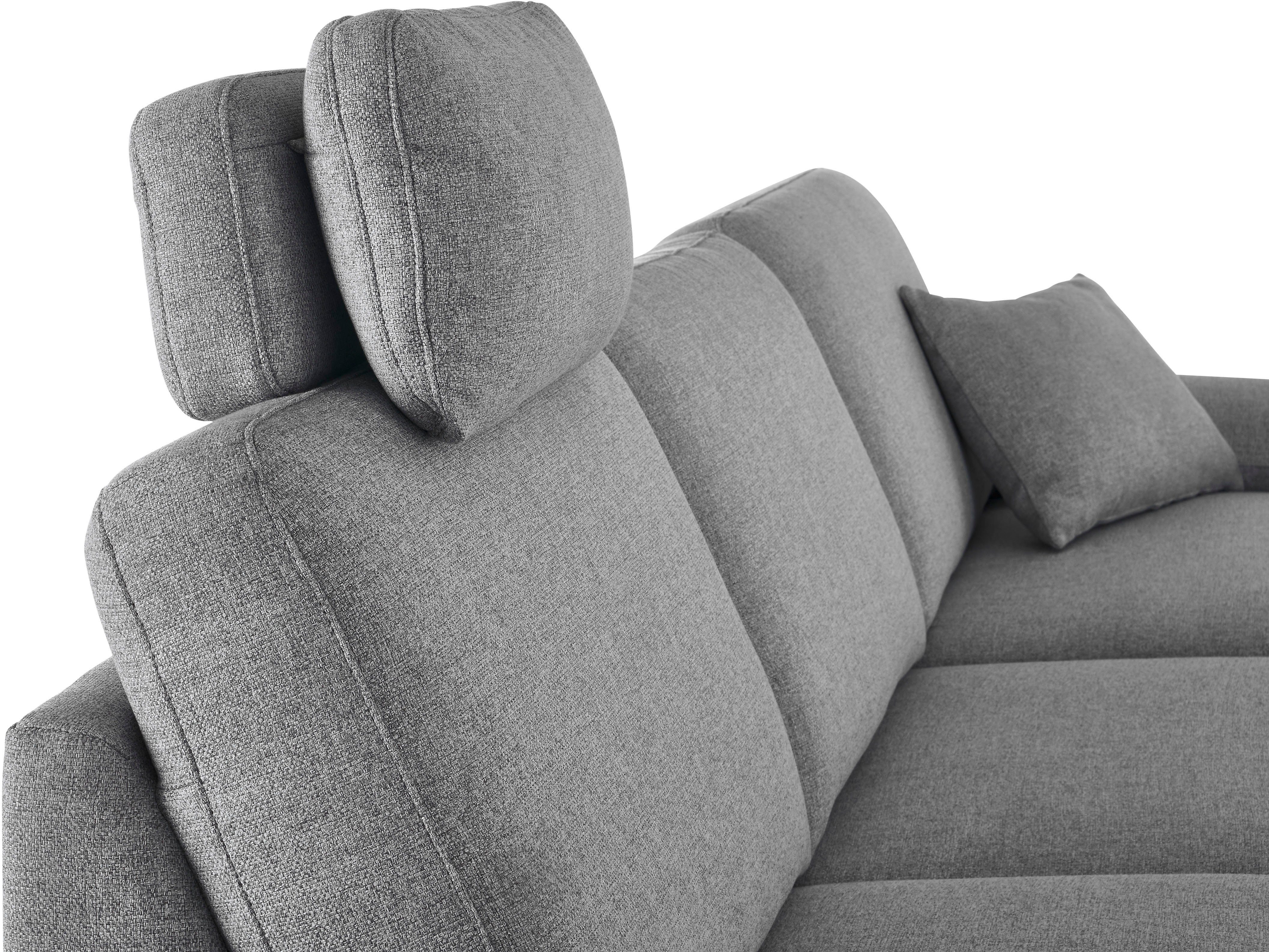 3C Candy Ecksofa Mainau, Relaxfunktion grau im in 1,5-Sitzer, motorische Schlaffunktion Longchair