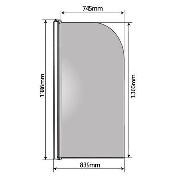 Melko Duschwand Badewannenaufsatz Duschabtrennung Duschkabine 140x80CM ESG Sicherheit Duschwand Glas Dusche Faltwand Glaswand Seitenwand Badewanne, Sicherheitsglas