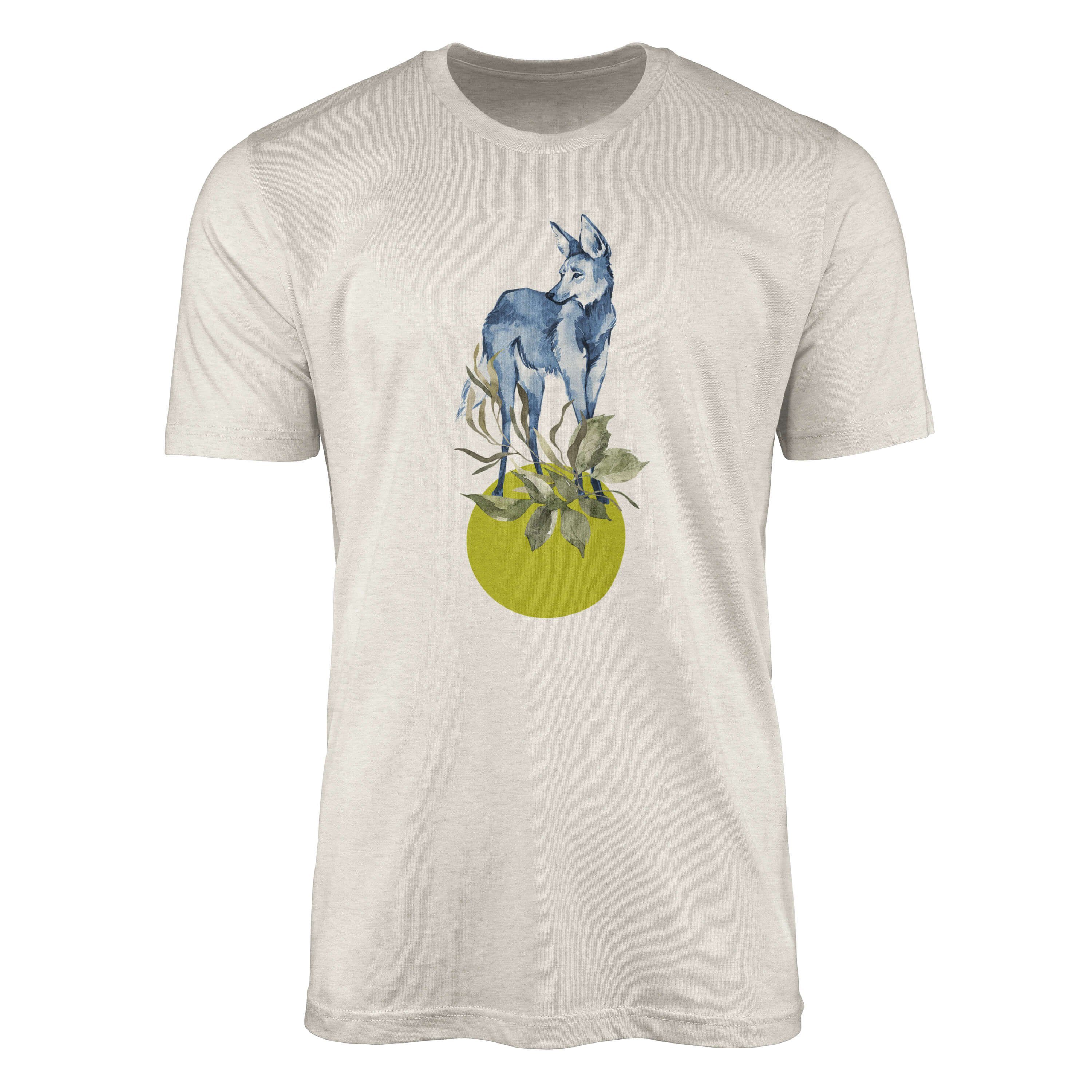 Sinus Art T-Shirt Herren Shirt 100% gekämmte Bio-Baumwolle T-Shirt Aquarell Wildhund Motiv Nachhaltig Ökomode aus ern (1-tlg)