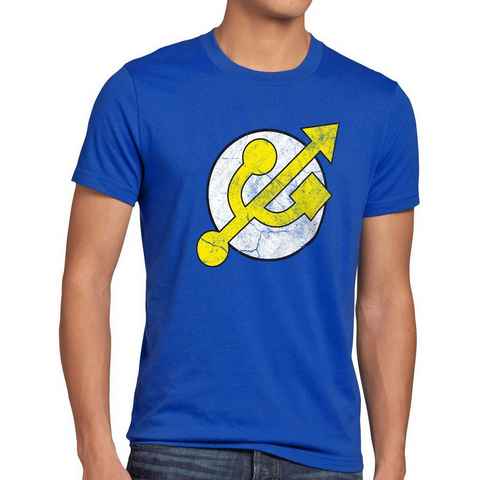 style3 Print-Shirt Herren T-Shirt USB Hero Flash Speicher Blitz Held Logo Comic Action superheld