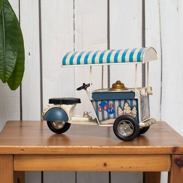 Moritz Dekoobjekt Eiswagen Roller mit Dach blau / weiß Retro