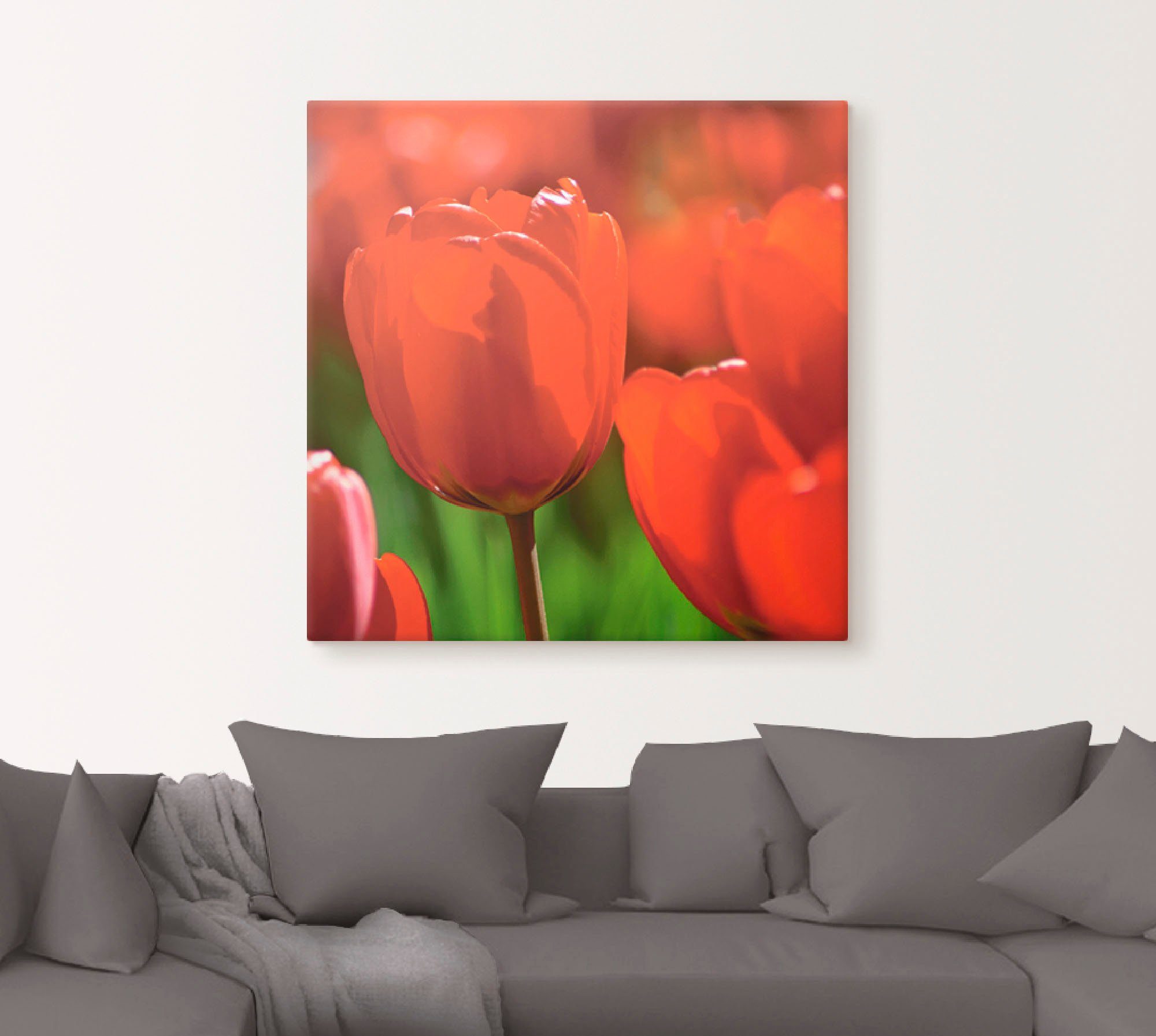 Tulpen Wandbild (1 als Wandaufkleber Größen in Sonne, St), versch. Leinwandbild, in Artland Blumen Rote Poster der oder Alubild,