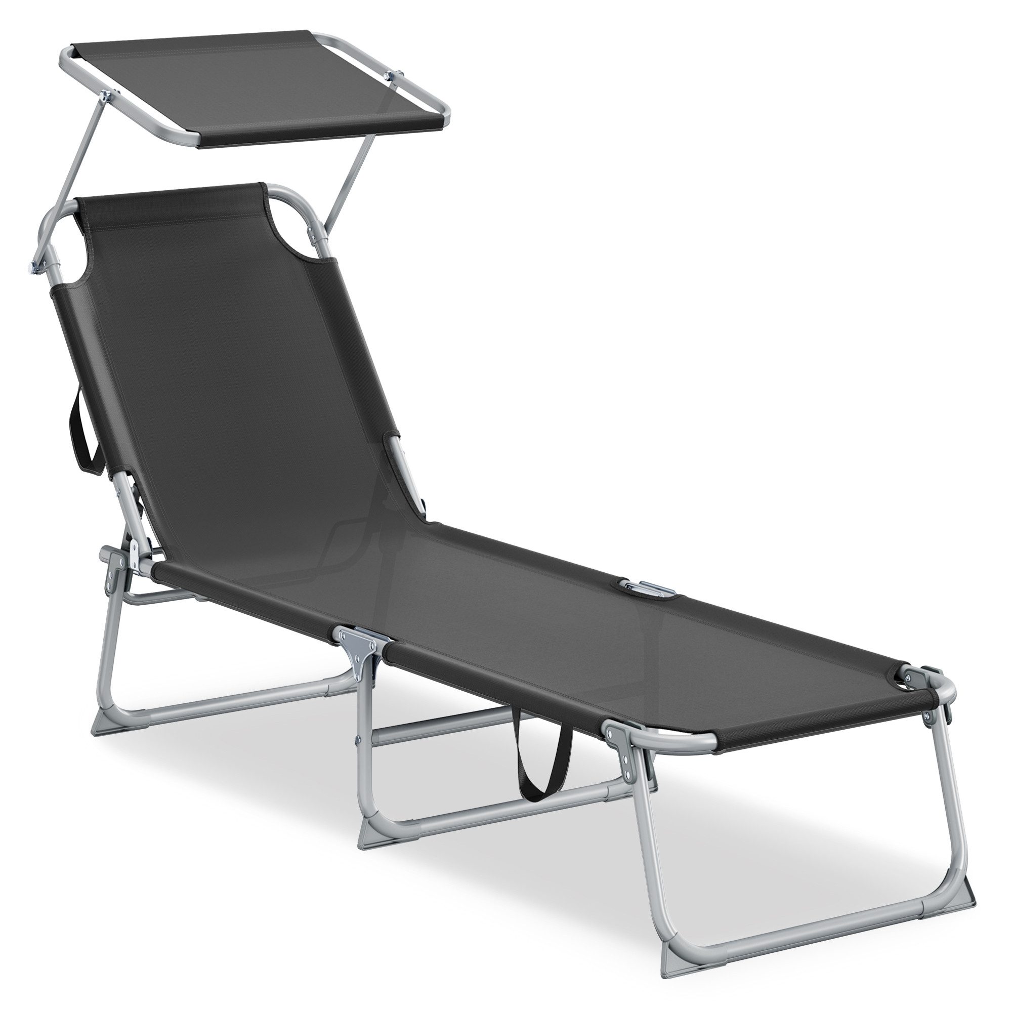 SONGMICS Gartenliege, Sonnenliege klappbar, belastbar bis 110 kg, verstellbare Sonnenblende