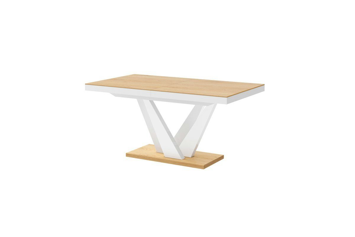 designimpex Esstisch Design Esstisch Tisch Weiß Hochglanz cm ausziehbar HEV-111 160 Natur Eiche 256 - bis