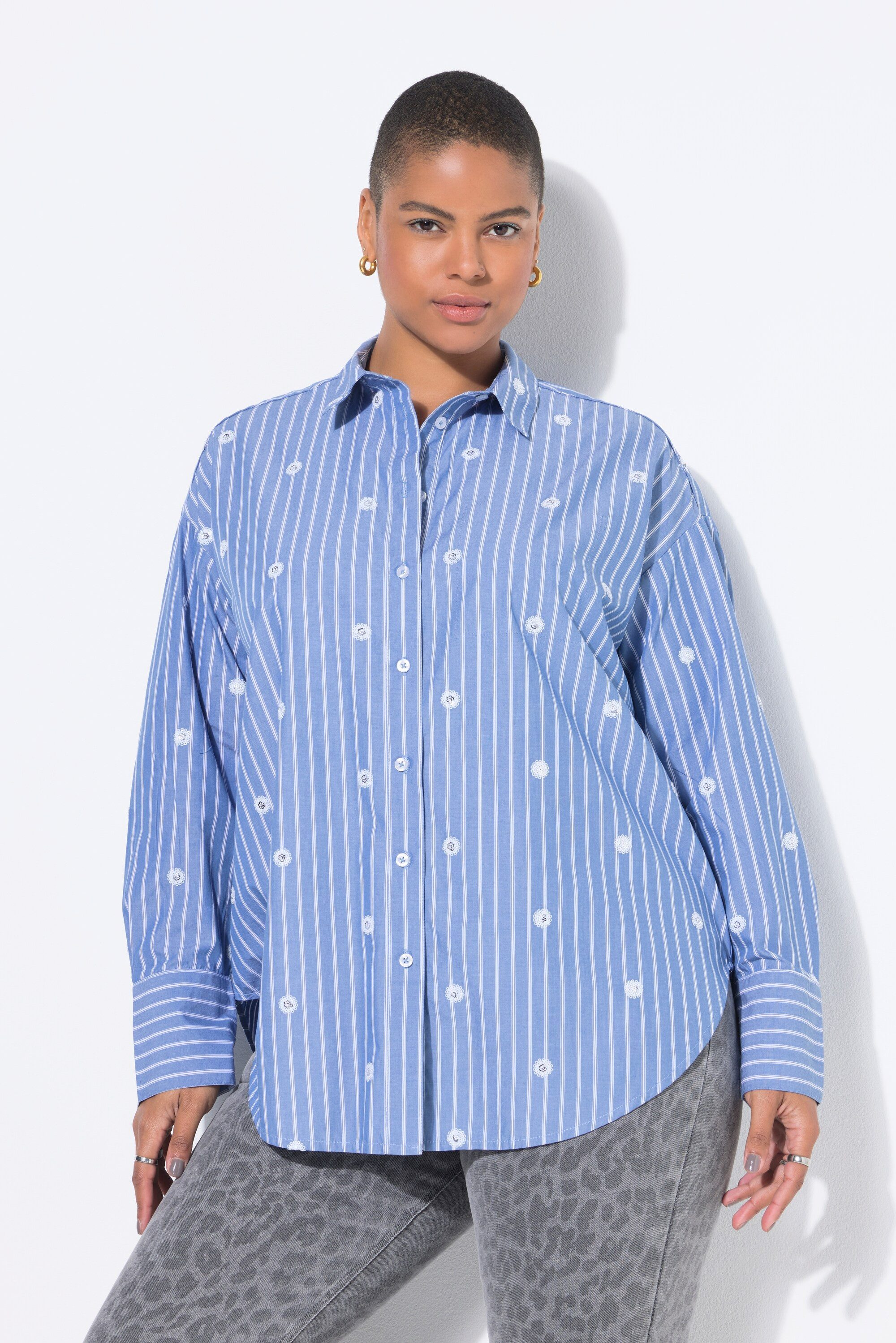 Studio Untold Hemdbluse Hemdbluse Oversize Shape Streifen Pailletten günstig online kaufen