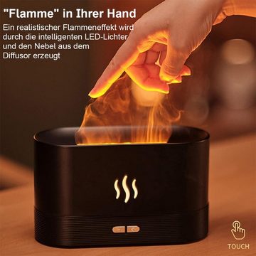 DOPWii Diffuser Flammen Diffusor, Aroma Luftbefeuchter, 0,18 l Wassertank, mit 7 Flammen-Lichteffekten, Schwarz/Weiß