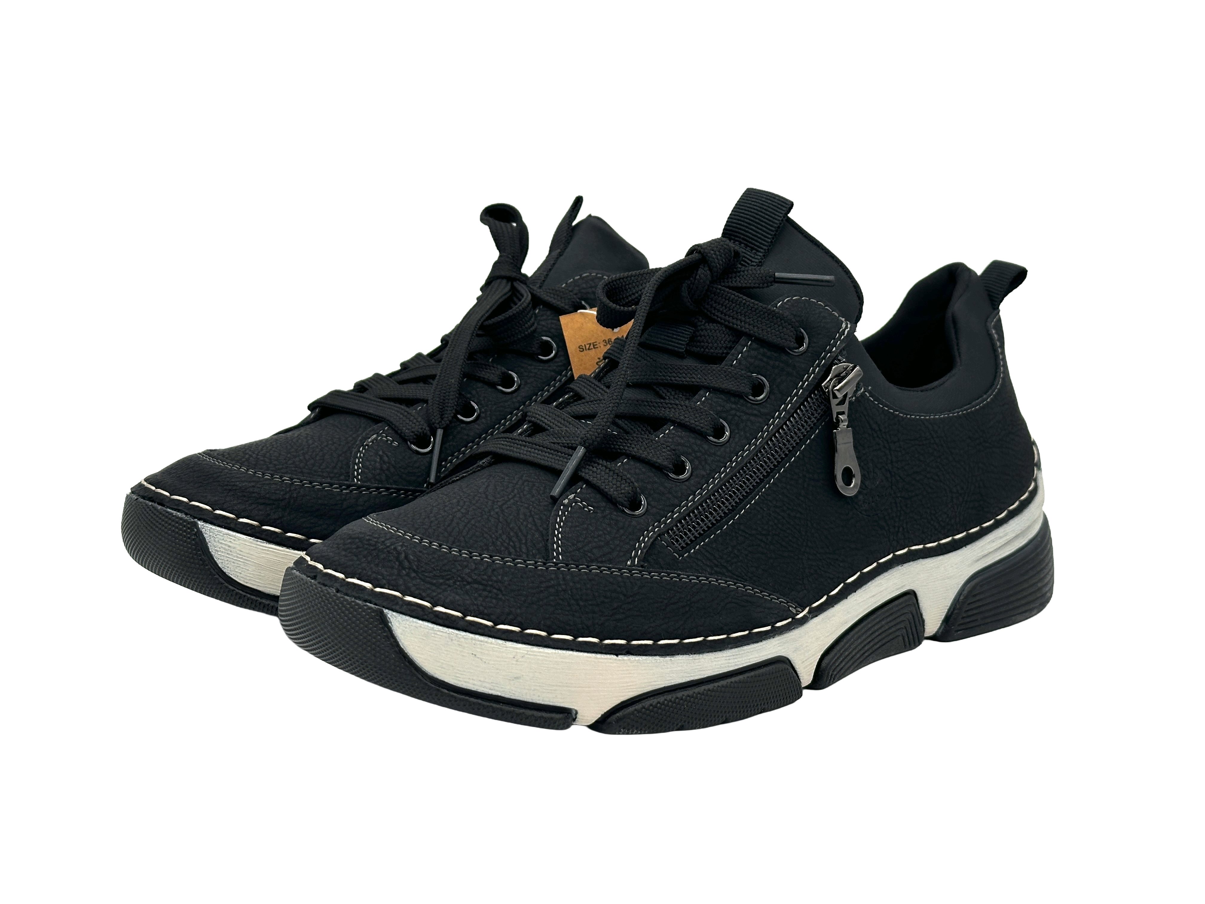 Nowaland Bequeme Damen Freizeitschuhe mit Zierreißverschluss und Schnürung Slipper Komfortschuhe mit flexiblem Laufsohlen-Design