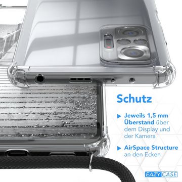 EAZY CASE Handykette Kette Clips Schwarz für Xiaomi Redmi Note 10 Pro 6,67 Zoll, Slimcover mit Umhängeband Case Handytasche Clear Backcover Schwarz