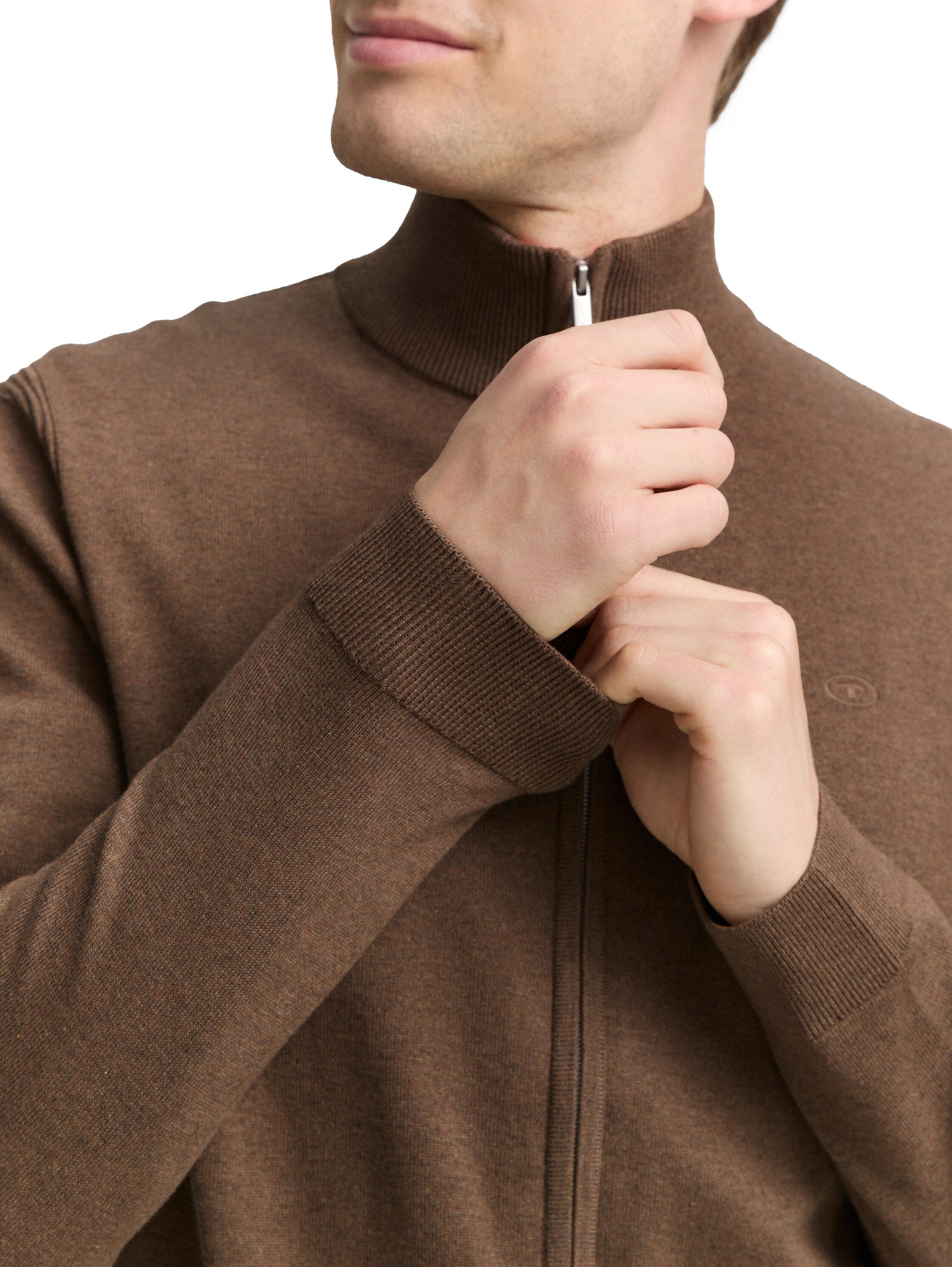 TOM TAILOR Strickjacke mit Logo Stickerei