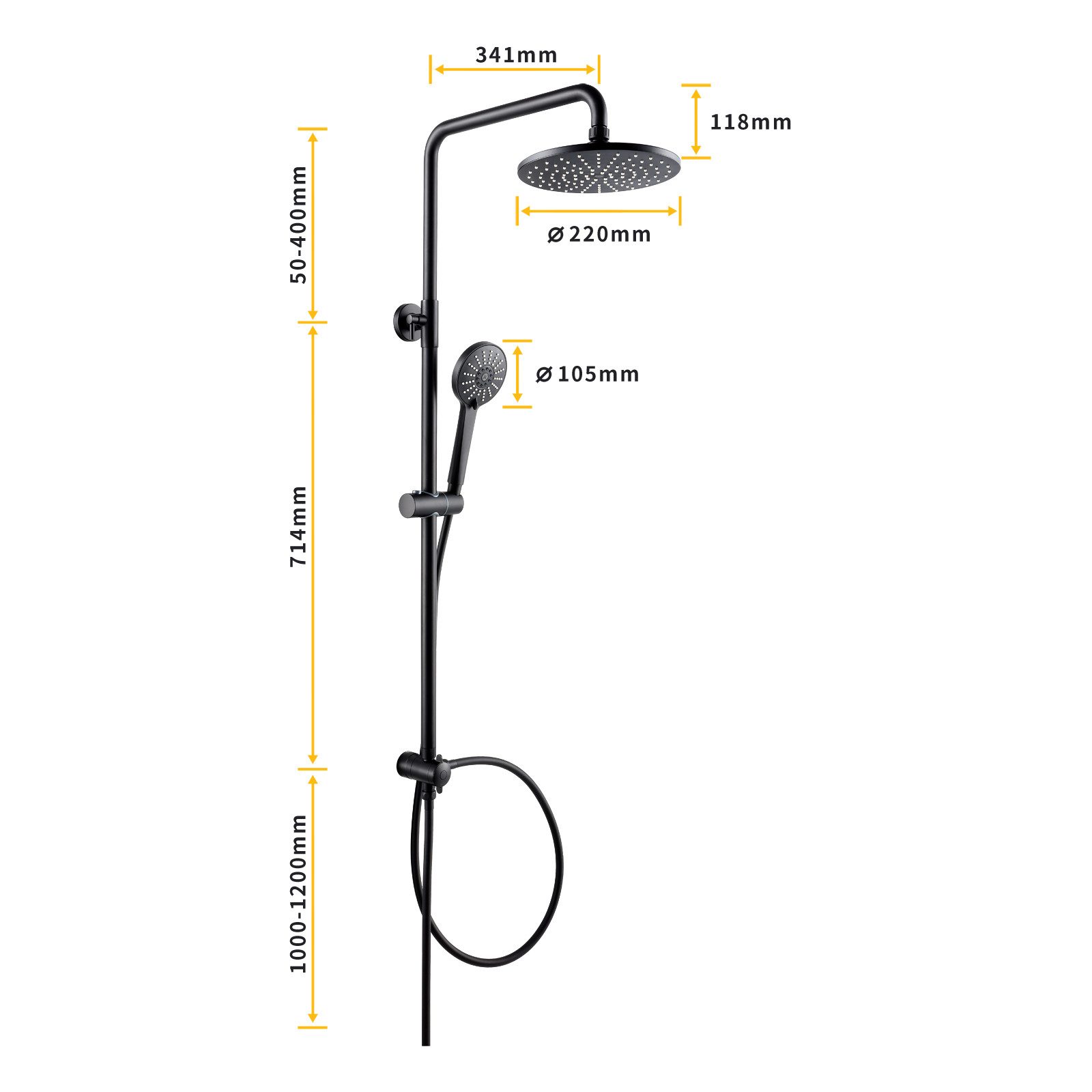 CECIPA MAX Duschsystem Trennbar, Schwarz, Badewannenarmatur günstig online kaufen