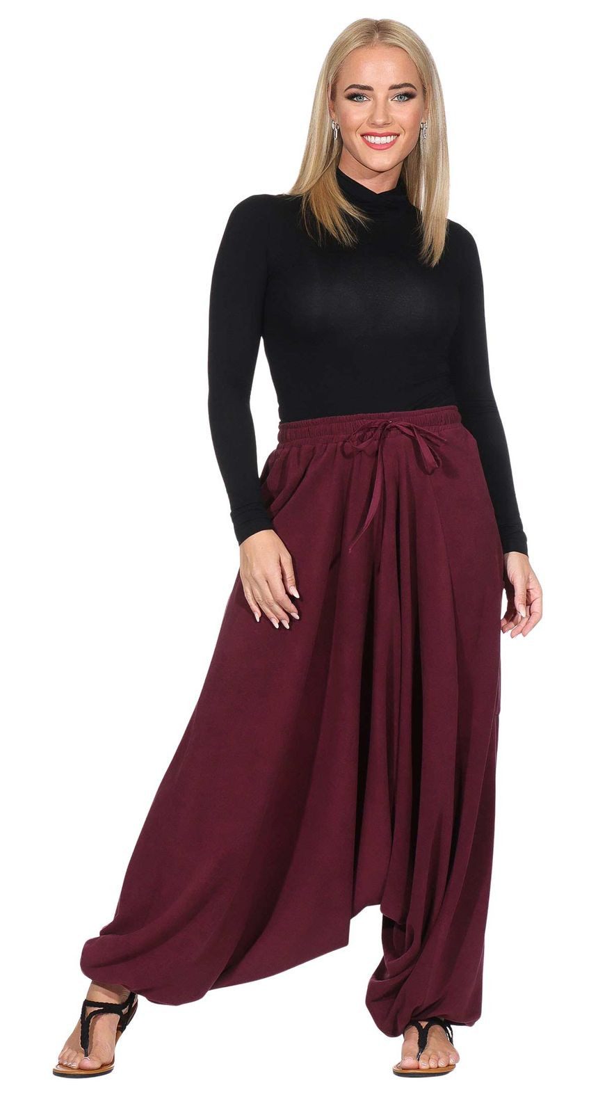 KUNST UND MAGIE Haremshose Unisex Fleecehose Thermo Haremshose Wellnesshose Boho Winter Hose