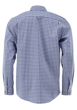 OS-Trachten Trachtenhemd Ukazui Langarmhemd mit aufgesetzter Brusttasche mit Hirsch-Stickerei