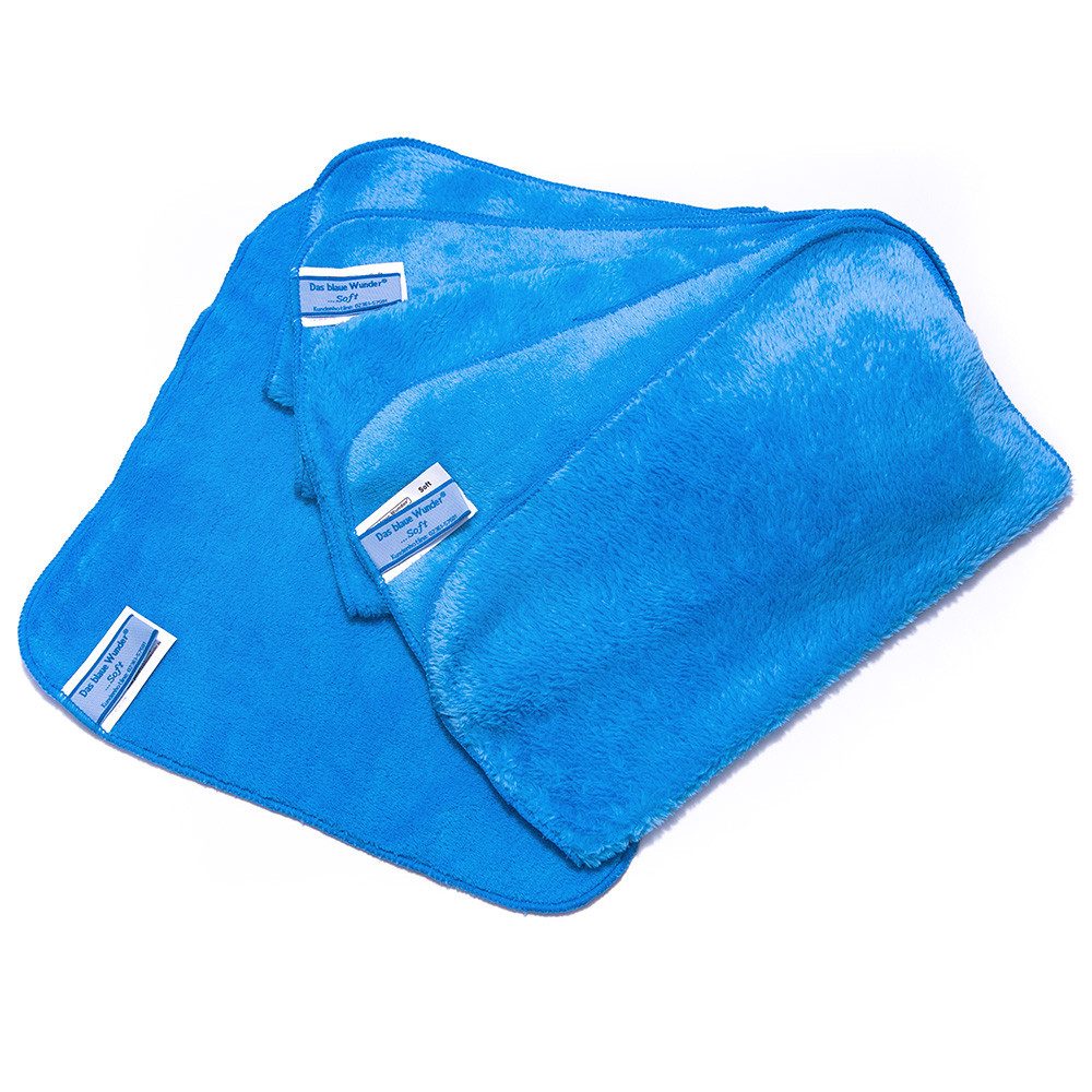 Das Blaue Wunder® SOFT Staubtuch Mikrofasertuch (6er-Set 28cm x 28cm, Super Soft und Super Flauschig mit extra langen Fasern)