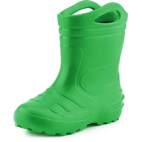 Ladeheid federleichte Regenschuhe Kinder mit Griffen KL051 Gummistiefel mit herausnehmbares Innenfutter